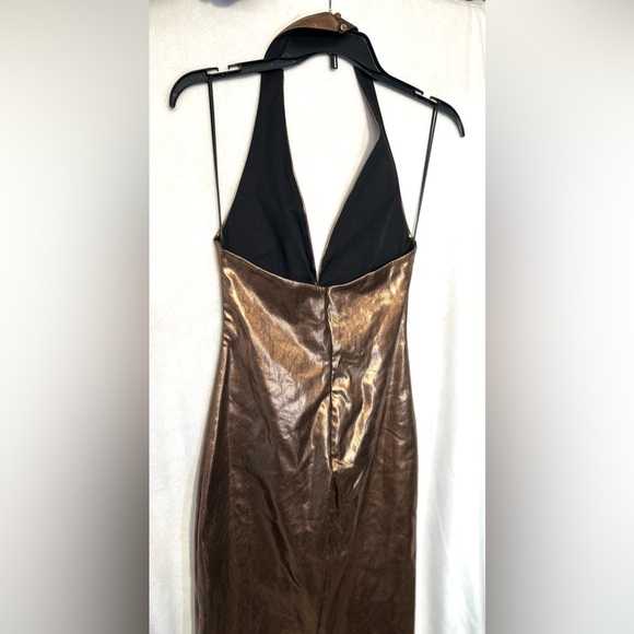 🤎❤️‍🔥Zara Metallic Bronze STUNNING Halterneck Midi Dress🤎❤️‍🔥SZ XS-NWT - Picture 11 of 16